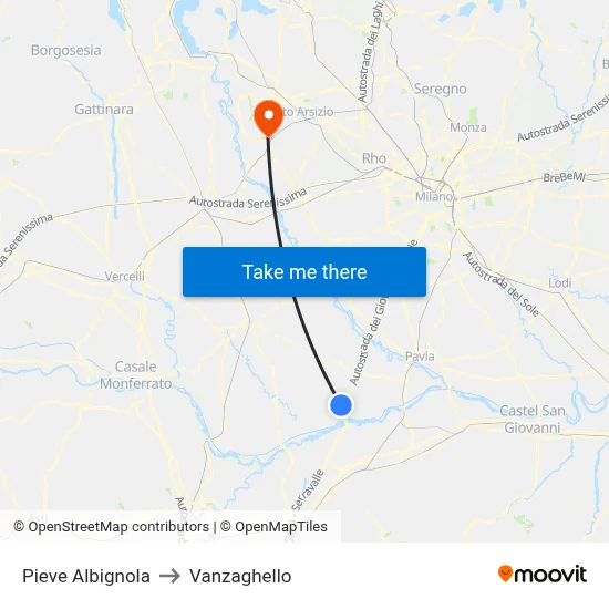 Pieve Albignola to Vanzaghello map