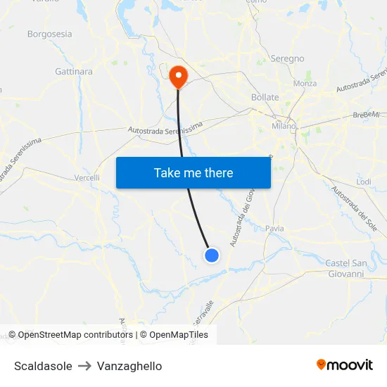 Scaldasole to Vanzaghello map