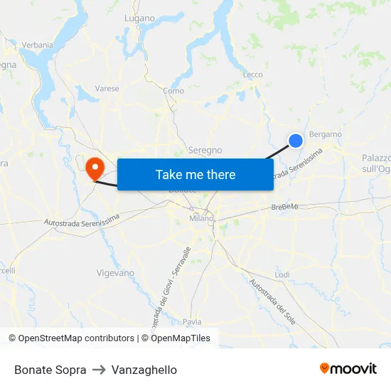 Bonate Sopra to Vanzaghello map