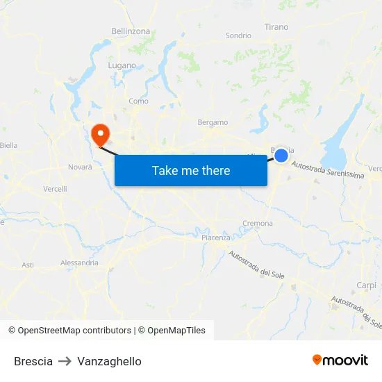 Brescia to Vanzaghello map