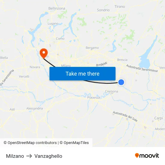 Milzano to Vanzaghello map