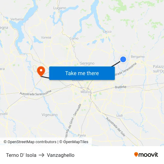 Terno D' Isola to Vanzaghello map