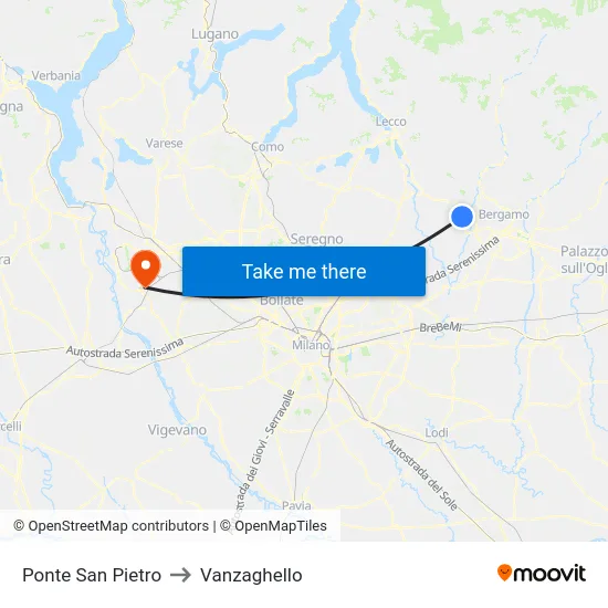 Ponte San Pietro to Vanzaghello map