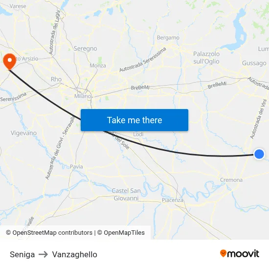 Seniga to Vanzaghello map