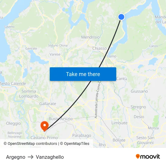 Argegno to Vanzaghello map