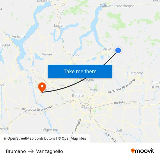 Brumano to Vanzaghello map