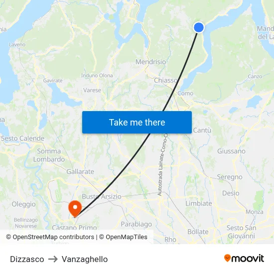 Dizzasco to Vanzaghello map