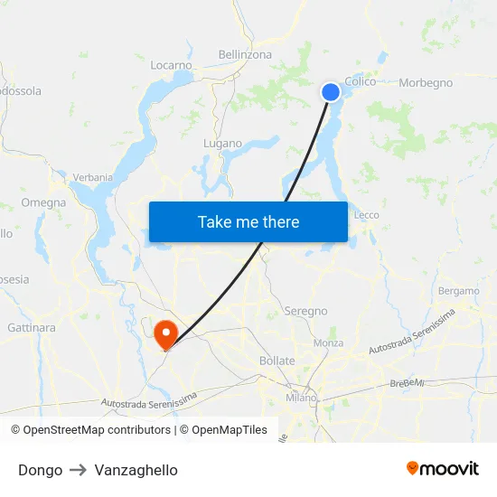 Dongo to Vanzaghello map