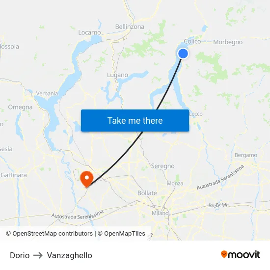 Dorio to Vanzaghello map