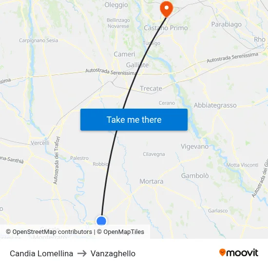 Candia Lomellina to Vanzaghello map