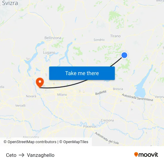 Ceto to Vanzaghello map