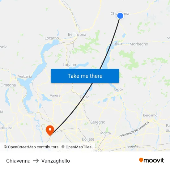 Chiavenna to Vanzaghello map