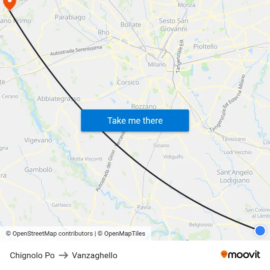 Chignolo Po to Vanzaghello map
