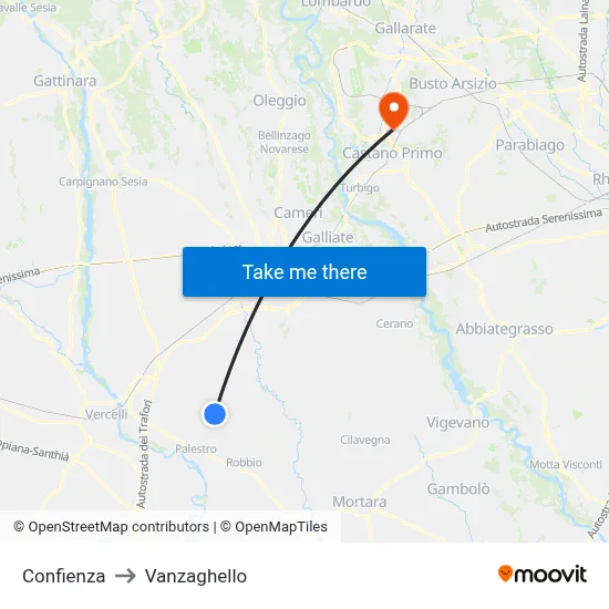 Confienza to Vanzaghello map
