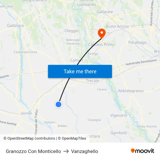 Granozzo Con Monticello to Vanzaghello map