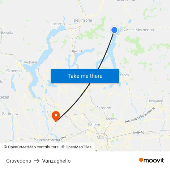 Gravedona to Vanzaghello map