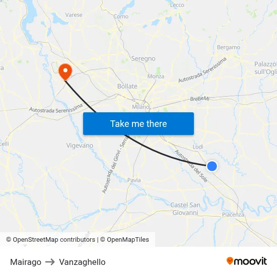 Mairago to Vanzaghello map