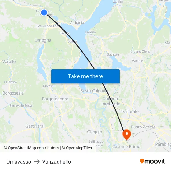 Ornavasso to Vanzaghello map