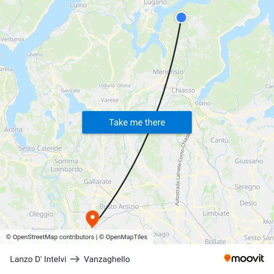 Lanzo d'Intelvi to Vanzaghello map