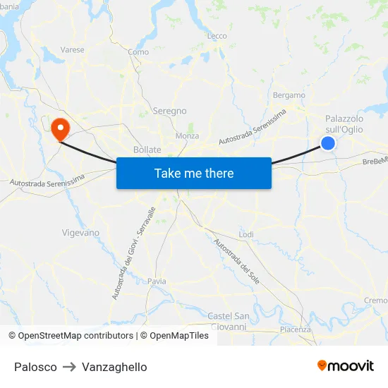Palosco to Vanzaghello map