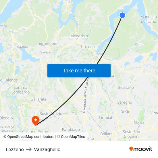 Lezzeno to Vanzaghello map