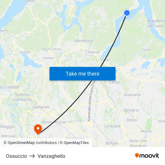 Ossuccio to Vanzaghello map