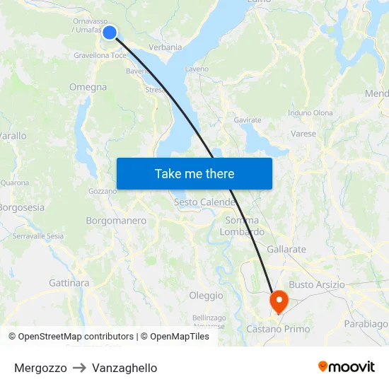 Mergozzo to Vanzaghello map