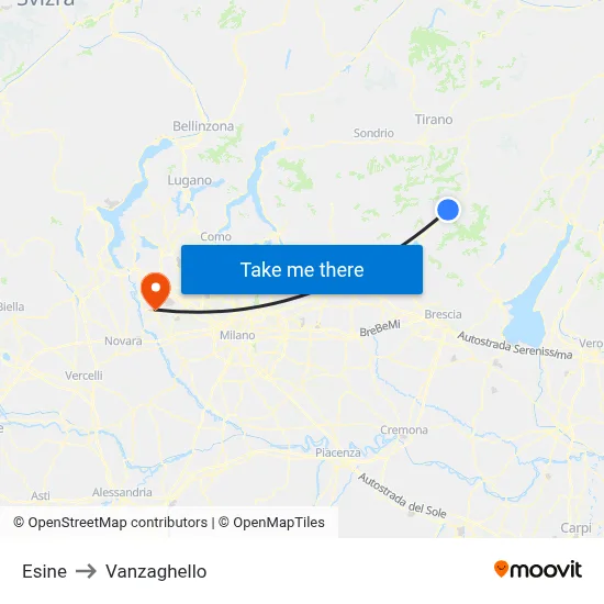 Esine to Vanzaghello map