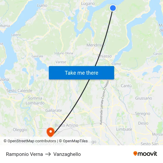Ramponio Verna to Vanzaghello map