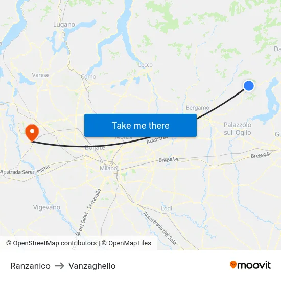 Ranzanico to Vanzaghello map