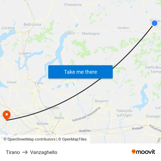 Tirano to Vanzaghello map
