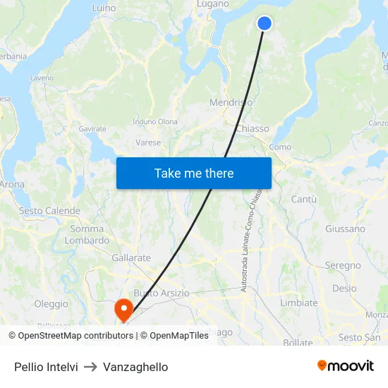 Pellio Intelvi to Vanzaghello map
