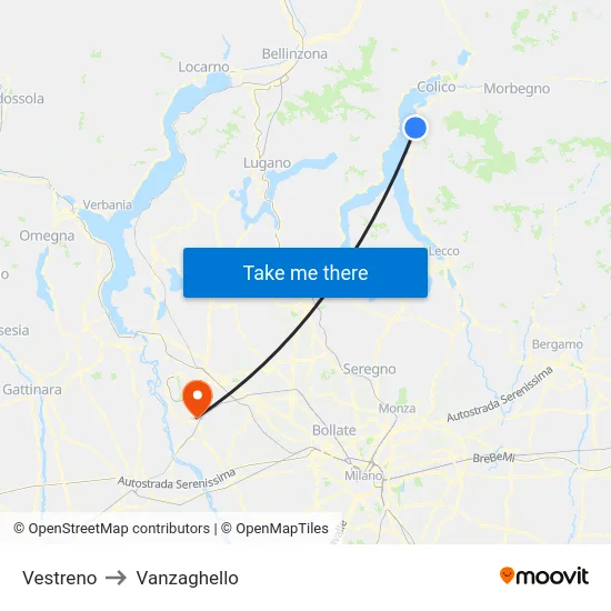 Vestreno to Vanzaghello map