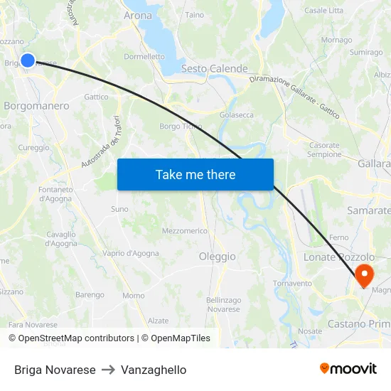 Briga Novarese to Vanzaghello map