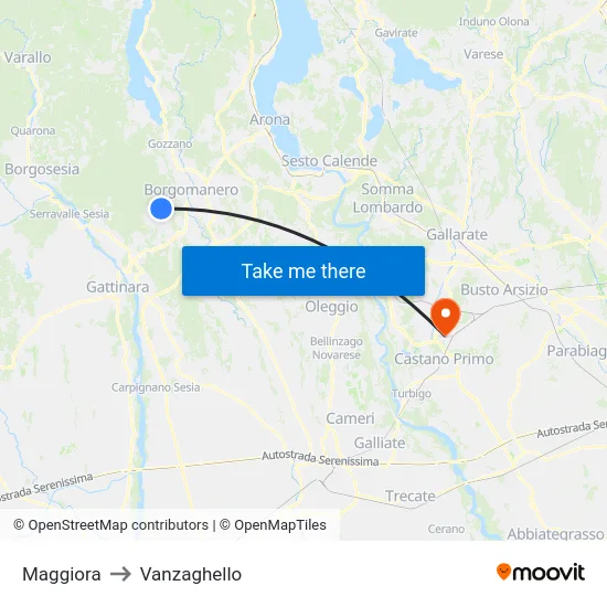 Maggiora to Vanzaghello map