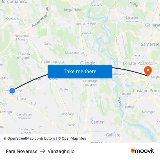 Fara Novarese to Vanzaghello map