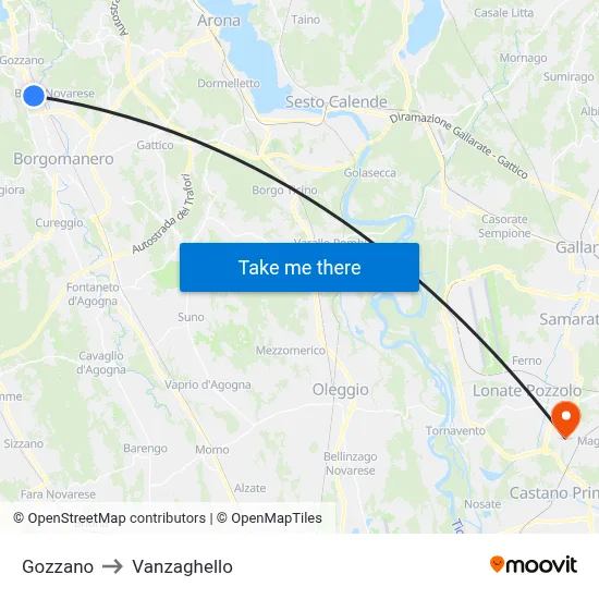 Gozzano to Vanzaghello map