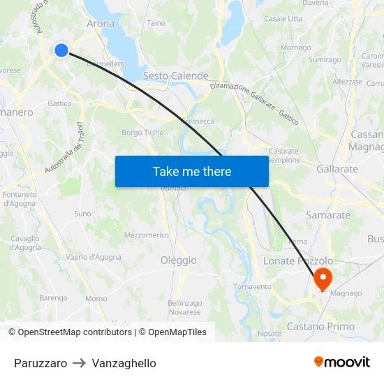 Paruzzaro to Vanzaghello map