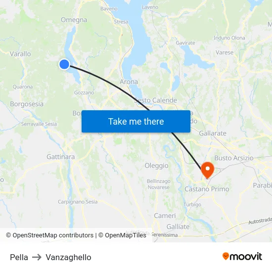 Pella to Vanzaghello map