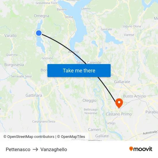 Pettenasco to Vanzaghello map