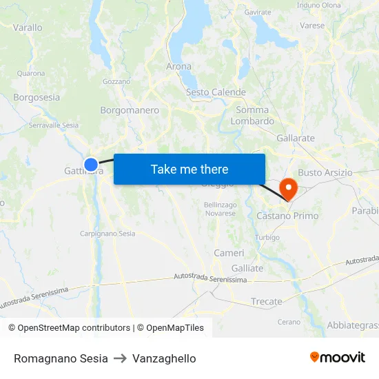 Romagnano Sesia to Vanzaghello map