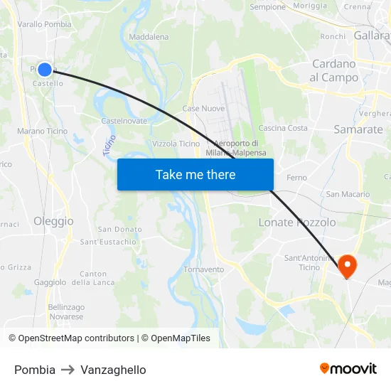 Pombia to Vanzaghello map