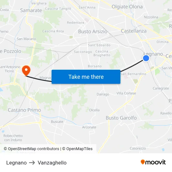 Legnano to Vanzaghello map