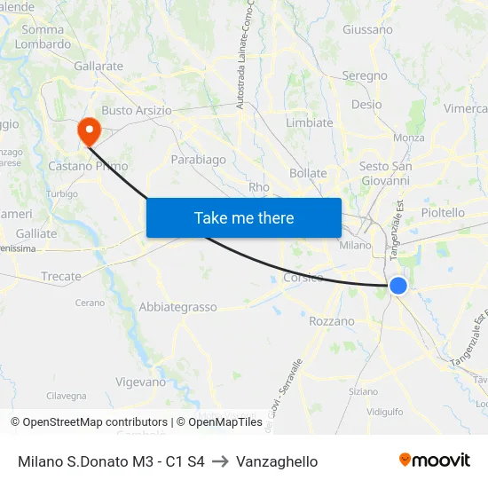 Milano S.Donato M3 - C1 S4 to Vanzaghello map