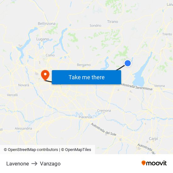 Lavenone to Vanzago map