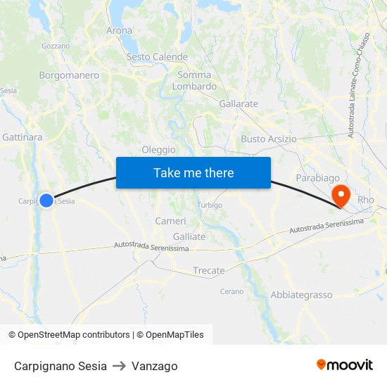 Carpignano Sesia to Vanzago map