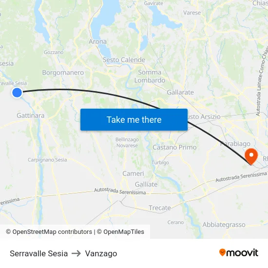 Serravalle Sesia to Vanzago map