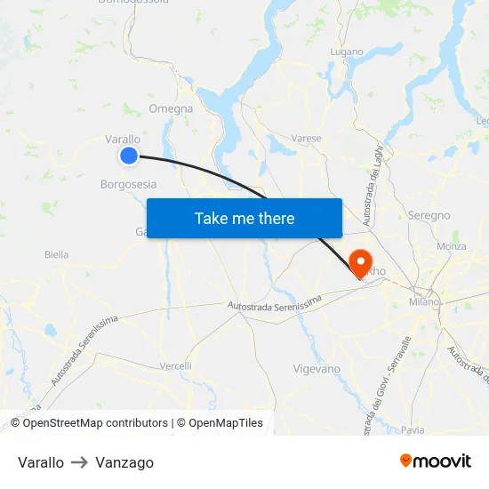 Varallo to Vanzago map