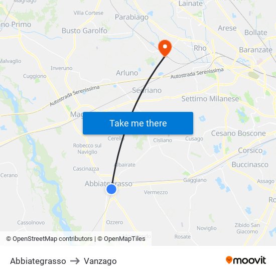 Abbiategrasso to Vanzago map