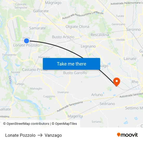Lonate Pozzolo to Vanzago map
